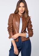 Women's leather jacket, brown, 97-09-804-P-S, Photo 1