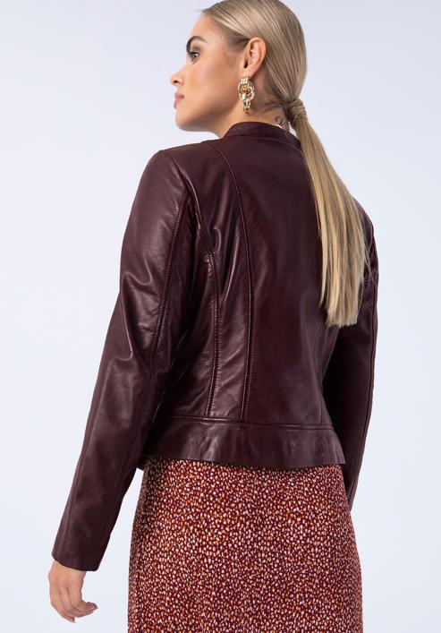 Women's leather jacket, plum, 97-09-804-N-XL, Photo 18