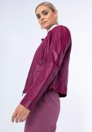 Damska kurtka skórzana klasyczna ze stójką, różowy, 97-09-804-4-L, Zdjęcie 18