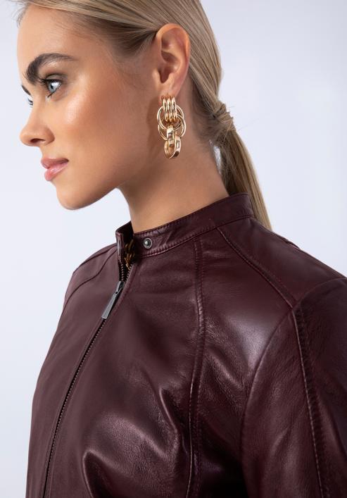 Women's leather jacket, plum, 97-09-804-4-XL, Photo 19