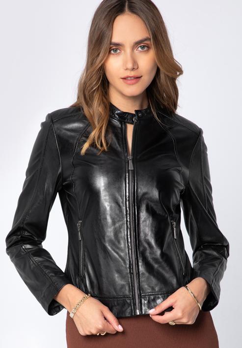 Women's leather jacket, black, 97-09-804-1-L, Photo 2