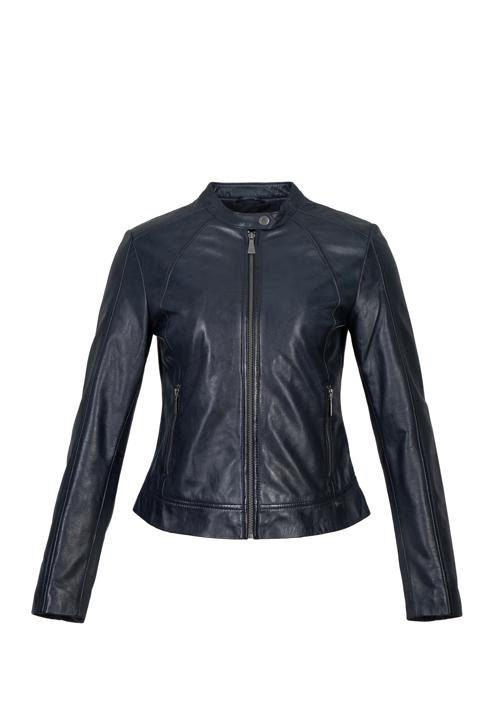 Women's leather jacket, navy blue, 97-09-804-P-S, Photo 20