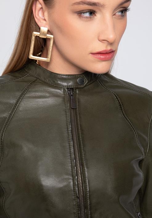 Women's leather jacket, green, 97-09-804-4-L, Photo 4