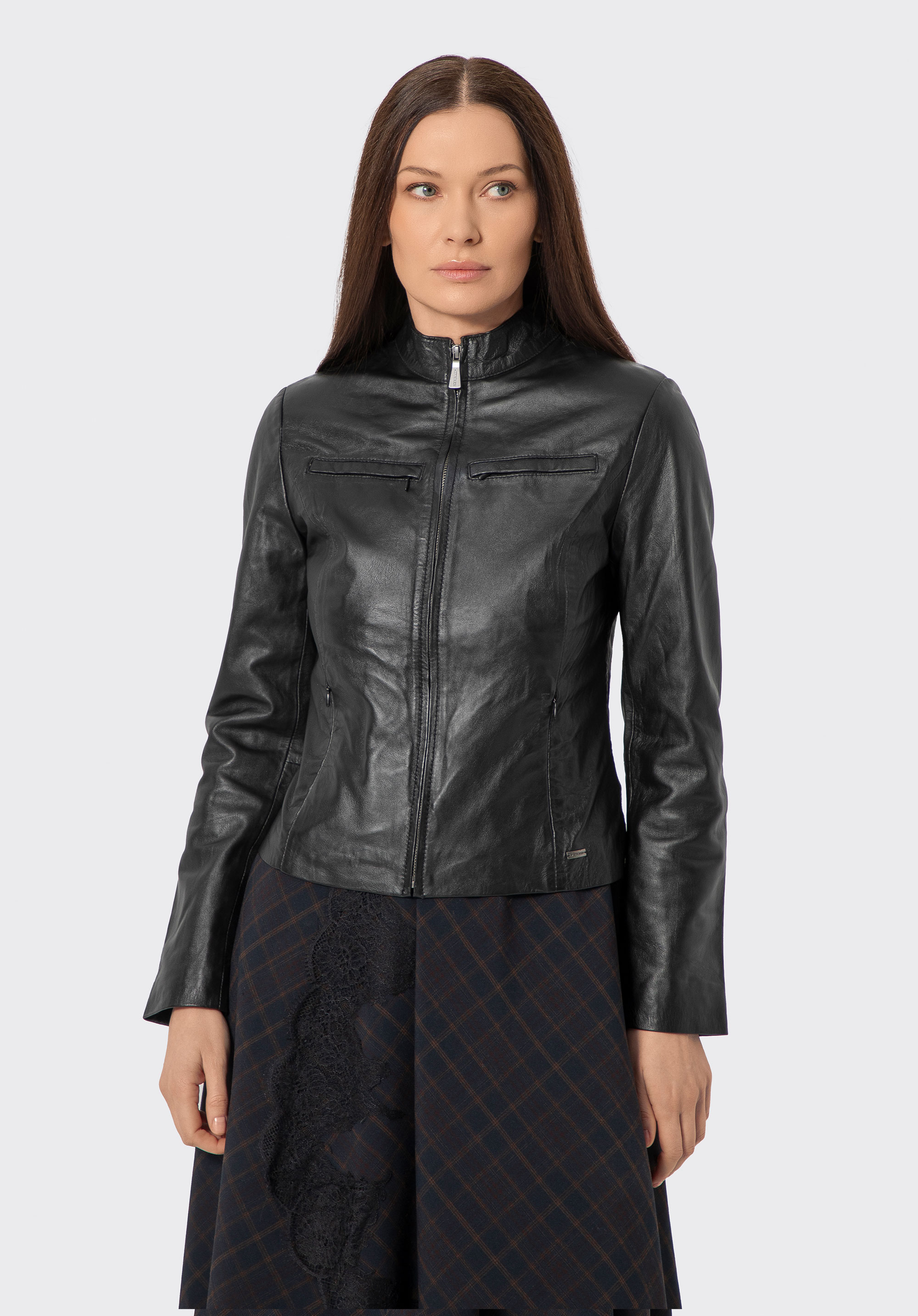 Women's leather racer jacket, black, 100-09-801-1-2XL, Photo 1