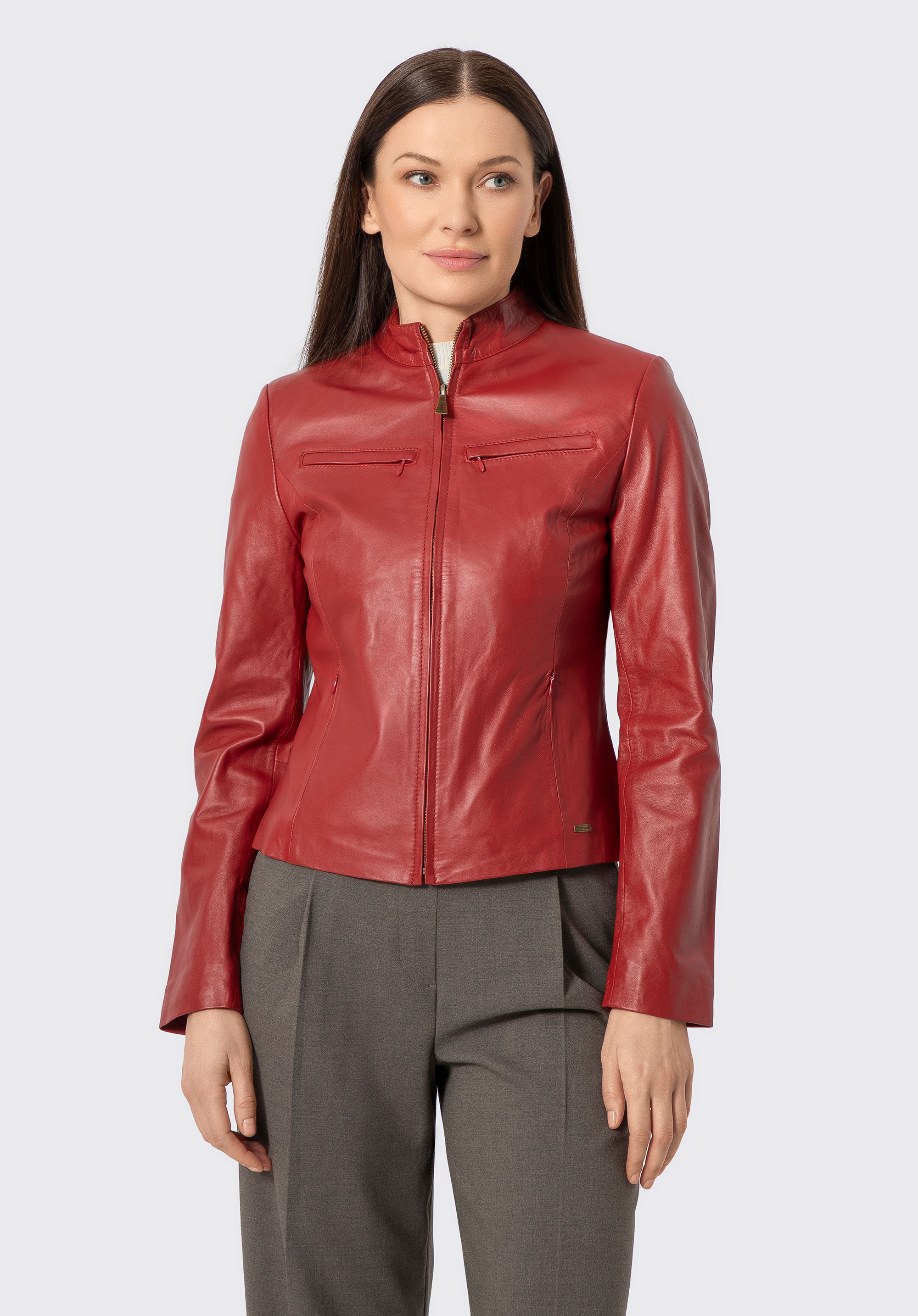 Women's leather racer jacket, red, 100-09-801-3-XL, Photo 1
