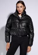 Women's faux leather puffer jacket, black, 95-9D-100-9-2XL, Photo 1