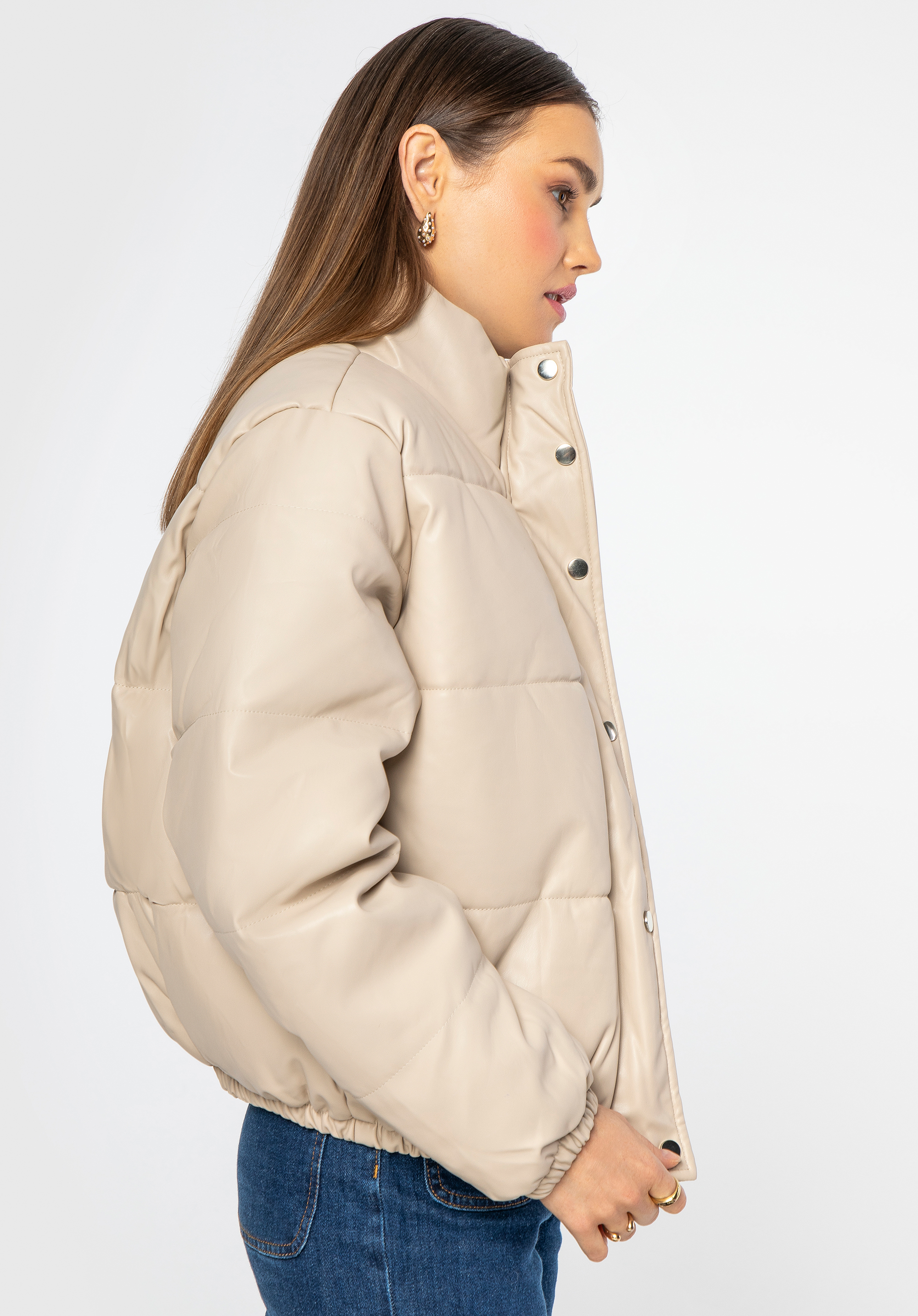 Light beige cheap puffer jacket