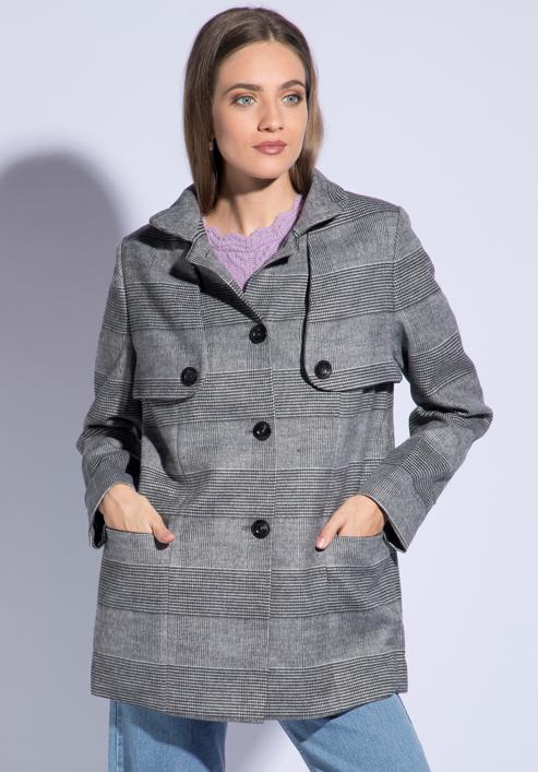 Women's coat, grey, 85-9W-102-1-S, Photo 1