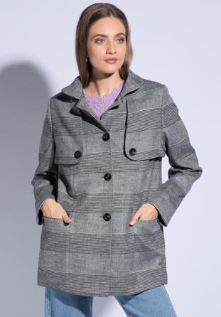 Damska kurtka w kratę, szary, 85-9W-102-1-XL, Zdjęcie 1