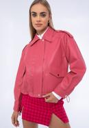 Women's faux leather oversize jacket, pink, 97-9P-105-P-M, Photo 1