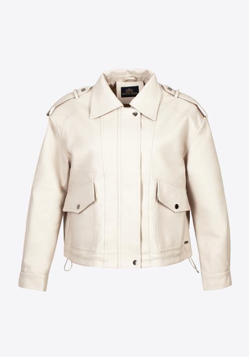 Women's faux leather oversize jacket, cream, 97-9P-105-P-XL, Photo 20