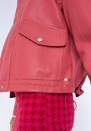 Damska kurtka z ekoskóry oversize z dużymi kieszeniami, różowy, 97-9P-105-1-M, Zdjęcie 21