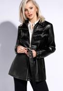 Women's faux leather studded fringe jacket, black, 96-9P-101-1-M, Photo 1
