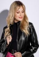 Women's faux leather racer jacket, black, 95-9P-104-1-2XL, Photo 4