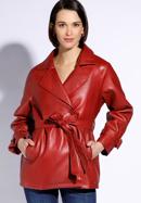 Women's faux leather belted jacket, red, 96-9P-104-1-XL, Photo 1