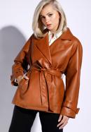 Women's faux leather belted jacket, brown, 96-9P-104-1-L, Photo 1
