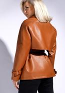 Women's faux leather belted jacket, brown, 96-9P-104-3-S, Photo 4
