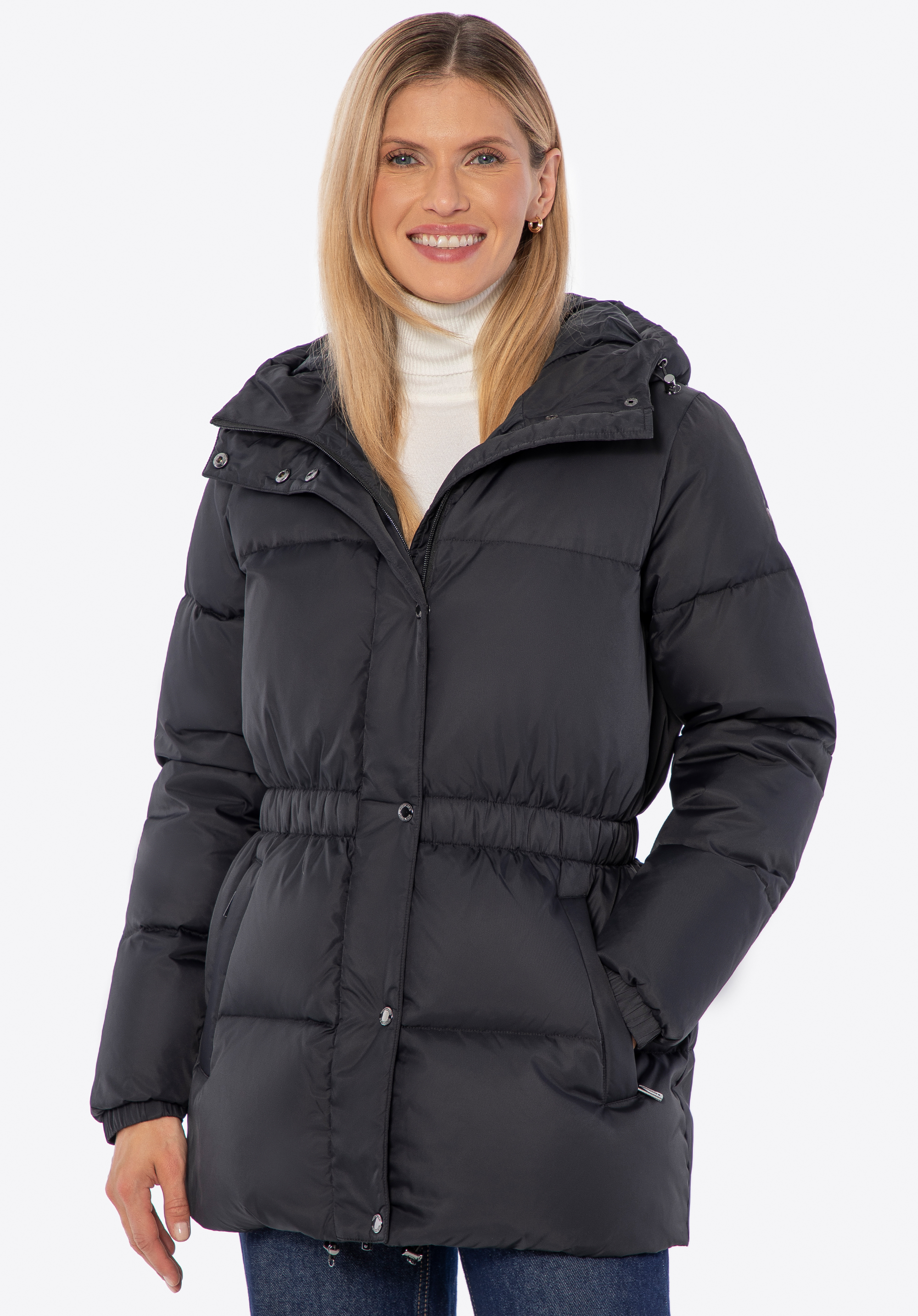 Damska kurtka z naturalnym puchem, czarny, 101-9D-205-1-2XL, Zdjęcie 1