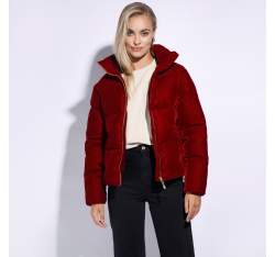 Damska kurtka z weluru pikowana, czerwony, 95-9D-404-3-L, Zdjęcie 1