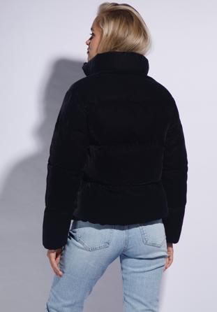 Women's quilted velour jacket, dark navy blue, 95-9D-404-N-XL, Photo 1