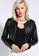 Faux leather cropped jacket, black, 96-9P-109-N-L, Photo 2