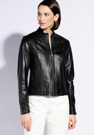 Women's leather jacket, black, 96-09-800-1-L, Photo 1