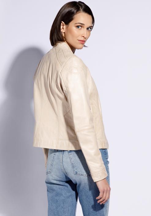 Women's leather jacket, light beige, 96-09-800-5-L, Photo 3