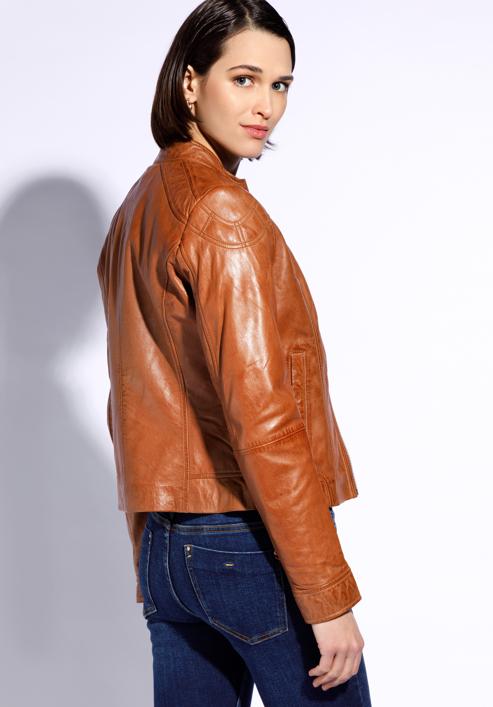 Women's leather jacket, brown, 96-09-800-1-M, Photo 3