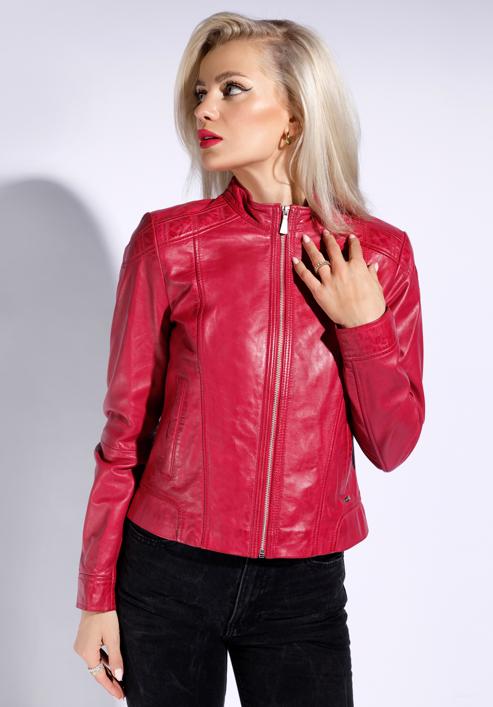 Women's leather jacket, pink, 96-09-800-N-L, Photo 3