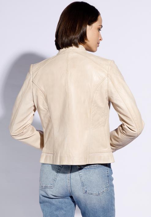 Women's leather jacket, light beige, 96-09-800-5-L, Photo 4