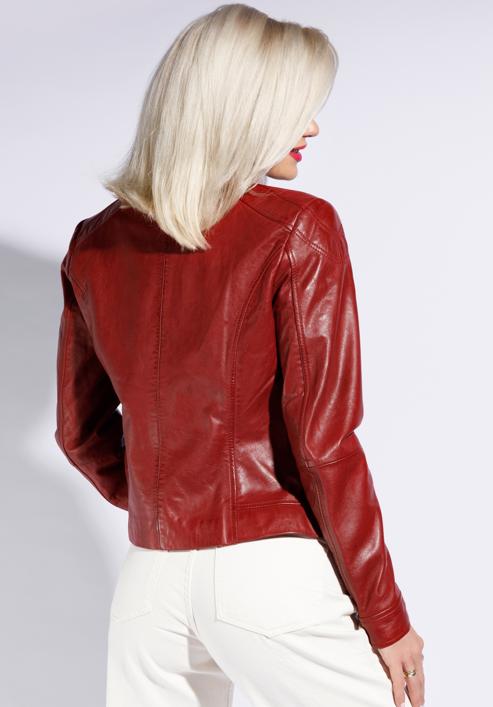 Women's leather jacket, red, 96-09-800-0-XL, Photo 4