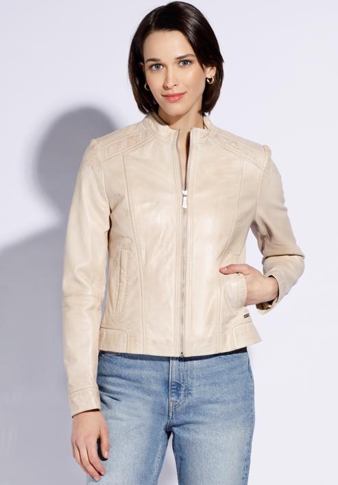 Women's leather jacket, light beige, 96-09-800-1-L, Photo 5