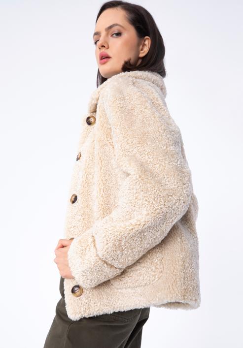 Women's teddy faux fur jacket, beige, 97-9W-002-1-S, Photo 2