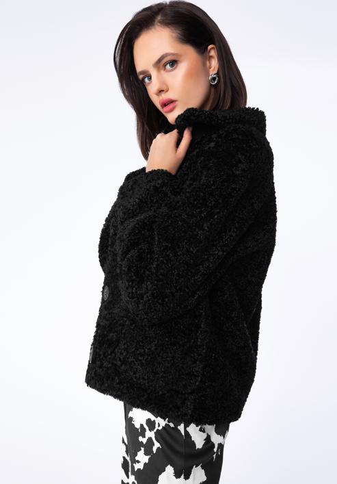 Women's teddy faux fur jacket, black, 97-9W-002-1-L, Photo 3