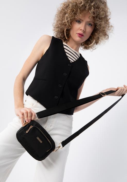 Women's 2 in1 nylon crossbody bag, black-gold, 98-4Y-103-1G, Photo 15
