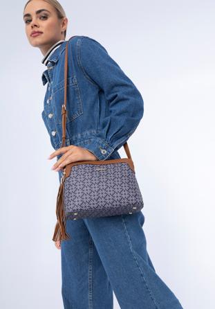 Women's crossbody bag, navy blue-brown, 97-4Y-236-7, Photo 1