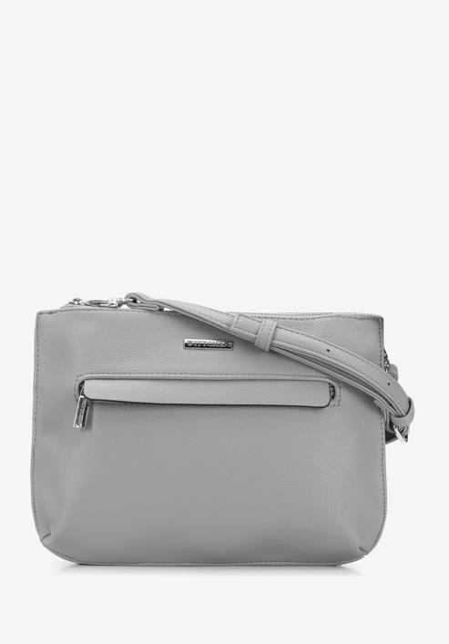 Women's crossbody bag with two compartments, grey, 96-4Y-719-3, Photo 1