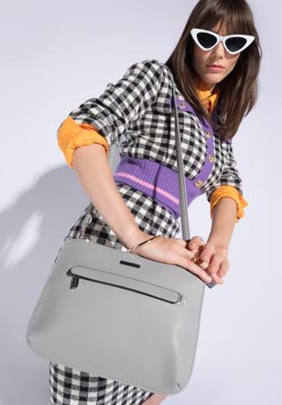 Women's crossbody bag with two compartments, grey, 96-4Y-719-7, Photo 1