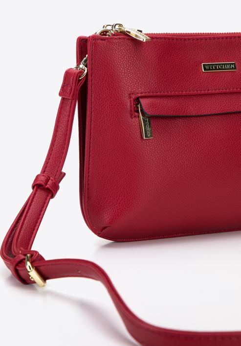 Women's crossbody bag with two compartments, red, 96-4Y-719-3, Photo 4