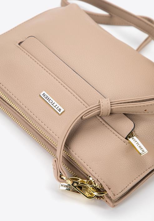 Women's crossbody bag with two compartments, beige, 96-4Y-719-3, Photo 4