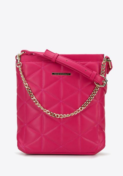 Quilted faux leather crossbody bag, pink, 96-4Y-702-P, Photo 1