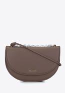 Faux leather saddle bag with chain detail, brown, 93-4Y-526-5, Photo 1