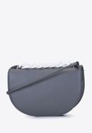 Faux leather saddle bag with chain detail, grey, 93-4Y-526-1, Photo 2