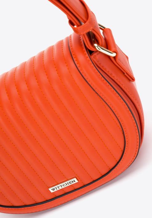 Women's quilted faux leather saddle bag, orange, 97-4Y-772-1, Photo 5