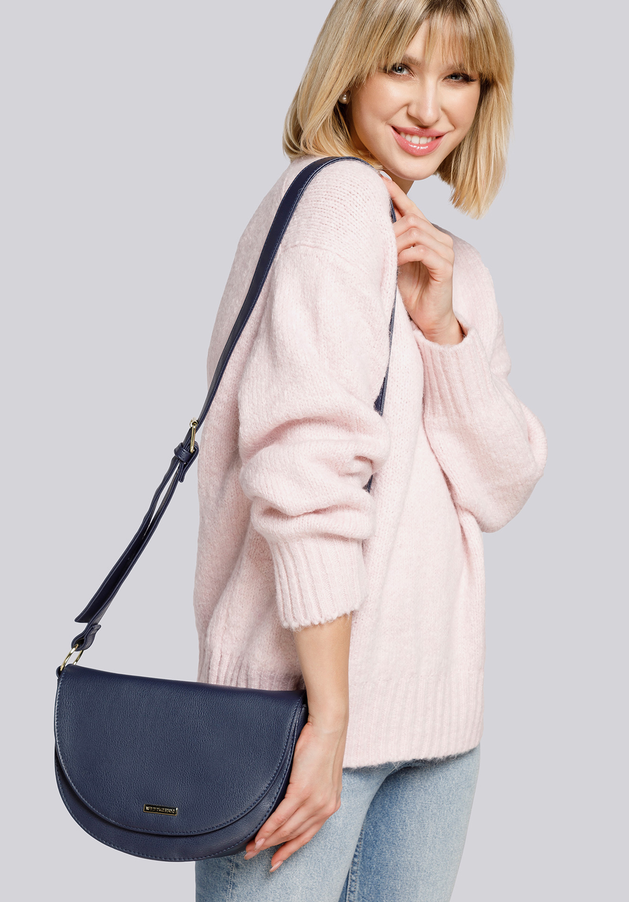 Damska listonoszka saddle bag z szerokim paskiem