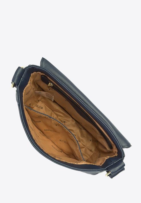 Damska listonoszka saddle bag z szerokim paskiem, granatowy, 93-4Y-906-3, Zdjęcie 3