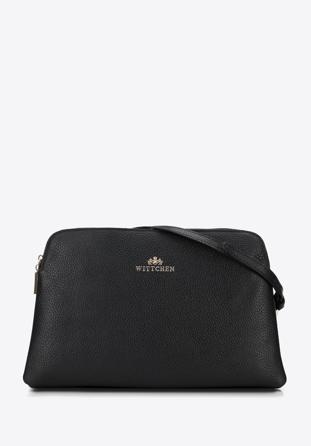Women's classic leather handbag, black-gold, 29-4E-010-11, Photo 1