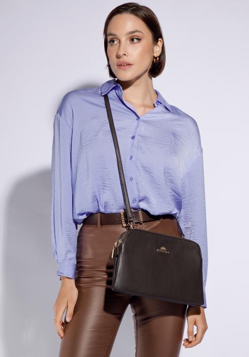 Women's classic leather handbag, dark brown, 29-4E-010-8, Photo 15
