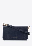 Small leather flap bag, navy blue, 95-4E-650-4, Photo 1