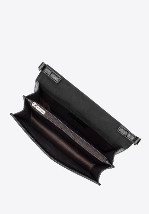 Small leather flap bag, black-gold, 95-4E-650-7, Photo 3